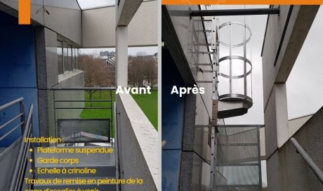 Création d'un accès à la toiture avec échelle à crinoline à Rennes